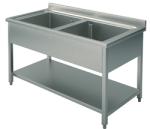 SLG21047 (24) M Spültisch mit 2 Becken und Grundboden, 100x70